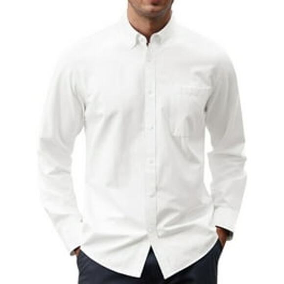 Haggar White Regular Fit Long Sleeve Button Down Shirt Men's Size 18-18.5 36/37 - Picture 1 of 6